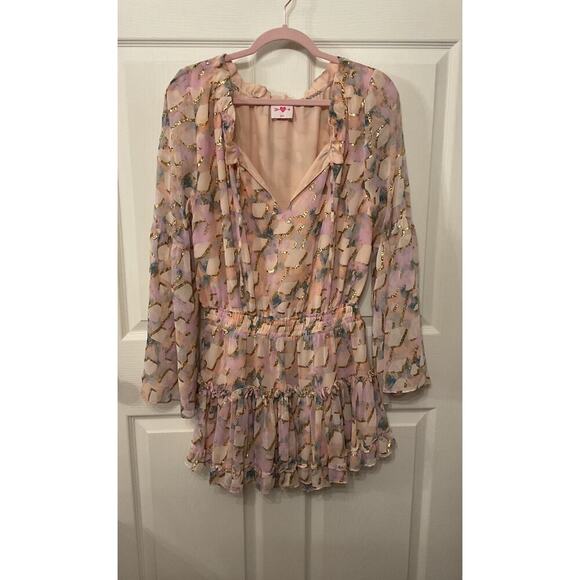 Buddy Love Zozo Magical Elastic Waist Pastel Metallic Tones Dress, M - Picture 1 of 15